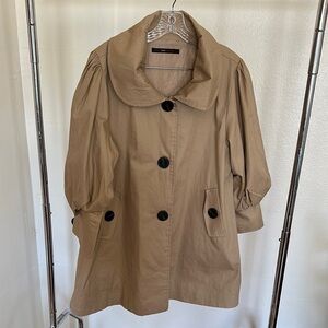 Hazel Tan Trench Coat with Black Accents